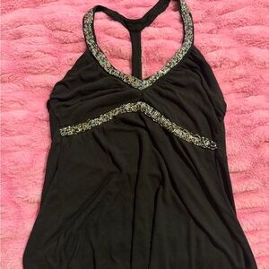 Wet Seal Black Beaded Racerback Tank